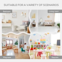 HOMCOM 3 Pcs Kids Table & Chairs Set Mini Seating Furniture Home Playroom Bedroom Dining Room w/ Storage Drawers Safe Corners for 2-4 Years old White(m-5)