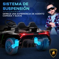 HOMCOM Coche Eléctrico Lamborghini Infantil de 3 a 6 Años Puerta de Tijera con Control Remoto y MP3 111x61x45 cm Negro(m-7)