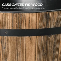 Outsunny Wooden Barrel Water Fountain Outdoor Garden Decorative Water Feature w/ Electric Pump(m-6)