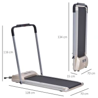 HOMCOM 1-10kmh Folding Treadmill, Electric Running machine, with Wheels, Safety Button, LCD Monitor, Phone Holder(m-3)