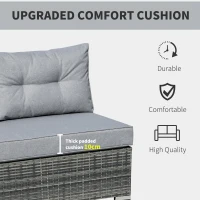 Outsunny 4 Pieces Outdoor PE Rattan Sofa Set, Patio Wicker Sectional Conversation Aluminium Frame Corner Sofa Set, w/ Padded Cushion & Topper Tea Table, Mixed Grey(m-6)