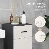 kleankin Slim Bathroom Cabinet, Narrow Bathroom Storage Cabinet with Drawer, Door Cupboard, Adjustable Shelf and Soft Close Mechanism, Grey(m-6)