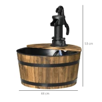Outsunny Wooden Barrel Water Fountain Outdoor Garden Decorative Water Feature w/ Electric Pump(m-3)