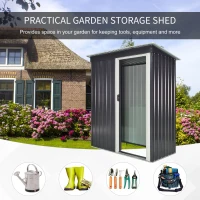 Outsunny 5 x 3ft Garden Storage Shed with Sliding Door and Sloped Roof Outdoor Equipment Tool Backyard, Black(m-6)