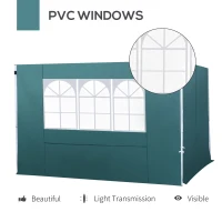Outsunny 3m Gazebo Exchangeable Side Panel Wall W/ Window-Green(m-5)