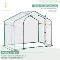 Outsunny Serre de Jardin Balcon terrasse Serre pour tomates 1,8L x 1l x 1,68H m Acier PVC imperméable Transparent Vert(m-4)