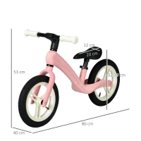 AIYAPLAY 12" Balance Bike, Lightweight No-Pedal Training Bike for Children with Adjustable Seat, Rubber Wheels - Pink(m-3)