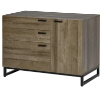 HOMCOM Armoire de rangement Buffet Meuble Rangement de dossiers 3 tiroirs, 1 Placard - pour Salle à Manger,bureau, Salon, Cuisine Dim. 80L x 41,5l x 58H cm(m-10)