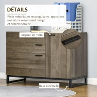 HOMCOM Armoire de rangement Buffet Meuble Rangement de dossiers 3 tiroirs, 1 Placard - pour Salle à Manger,bureau, Salon, Cuisine Dim. 80L x 41,5l x 58H cm(m-5)