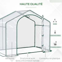 Outsunny Serre de Jardin Balcon terrasse Serre pour tomates 1,8L x 1l x 1,68H m Acier PVC imperméable Transparent Vert(m-5)