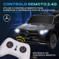 HOMCOM Carro Elétrico para Crianças Mercedes-Benz EQA 12V com Música Buzina Velocidade 3-8 km/h 111,5x69x52,5 cm Preto(m-5)