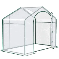Outsunny Serre de Jardin Balcon terrasse Serre pour tomates 1,8L x 1l x 1,68H m Acier PVC imperméable Transparent Vert(m-7)
