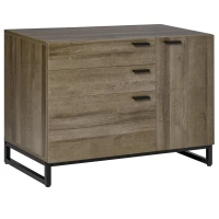HOMCOM Armoire de rangement Buffet Meuble Rangement de dossiers 3 tiroirs, 1 Placard - pour Salle à Manger,bureau, Salon, Cuisine Dim. 80L x 41,5l x 58H cm(m-1)