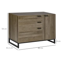 HOMCOM Armoire de rangement Buffet Meuble Rangement de dossiers 3 tiroirs, 1 Placard - pour Salle à Manger,bureau, Salon, Cuisine Dim. 80L x 41,5l x 58H cm(m-3)
