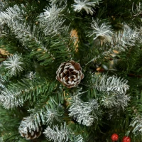 HOMCOM 5FT Artificial Christmas Tree Xmas Pencil Tree with Red Berries and Pinecones Holiday Home Indoor Decoration with Foldable Feet, Green(m-10)