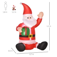 HOMCOM 4ft Inflatable Christmas Santa Claus Gift with LED Xmas Décor Holiday Outdoor Yard Decoration(m-3)