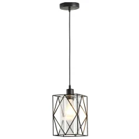 HOMCOM Lampadario Vintage in Stile Industriale, Lampada da Soffitto, Lampadario Salotto Cavo Regolabile, Nero, 16x16x120cm(m-10)