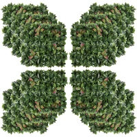 Outsunny Zielona ściana ze sztucznych roślin, 12 elementów, 50 x 50 cm(m-1)