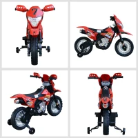 HOMCOM Motocross électrique 35 W Enfant 3 à 6 Ans dim. 109L x 52,5l x 70,5H cm roulettes Amovibles Rouge(m-8)