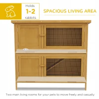 PawHut Double Decker Rabbit Hutch 2 Tier Guinea Pig House Pet Cage Outdoor with Sliding-out Tray, 100 x 47 x 91cm, Yellow(m-5)