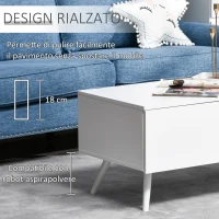 HOMCOM Tavolino da Salotto Stile Nordico con 2 Cassetti, Mobiletto Moderno Casa e Ufficio, Bianco e Rovere, 110x50x45cm(m-5)