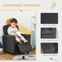 HOMCOM 2 in 1 design Kids Sofa Armchair with Footrest for Children Playroom Bedroom Living Room, 55 x 50 x 67cm, Grey(m-5)