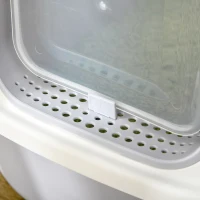 PawHut Caja de Arena para Gatos Arenero Cerrado para Gatos con Entrada Delantera Salida Superior Bandeja Extraíble y Pala 40x53,5x37,5 cm Crema y Gris(m-9)