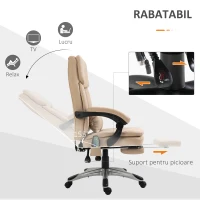 Vinsetto scaun de birou cu masaj, 67x69x106.5-114.5 cm, bej(m-6)