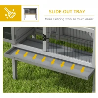 PawHut Wooden Guinea Pig Hutch, Small Animal Cage with Slide-out Tray, Openable Asphalt Roof, 84 x 43 x 70cm, Grey(m-6)