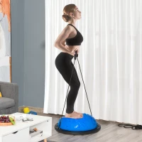 HOMCOM Balance Trainer Demi-Ballon d'équilibre avec Bandes élastiques de résistances et poignées Ø50 cm - antidérapant réversible pour Sport - Yoga(m-2)