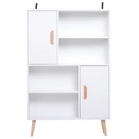 HOMCOM Estantería para Libros Librería de Madera 4 Estantes 2 Puertas Biblioteca Organizador para Hogar y Oficina 80x23.5x123cm(m-10)