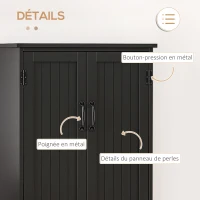HOMCOM Buffet de cuisine armoire de cuisine contemporaine multi-rangements 2 placards 3 étagères MDF panneaux particules noir(m-5)