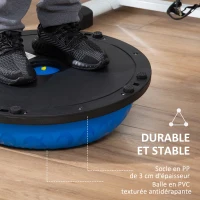 HOMCOM Balance Trainer Demi-Ballon d'équilibre avec Bandes élastiques de résistances et poignées Ø50 cm - antidérapant réversible pour Sport - Yoga(m-6)
