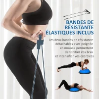 HOMCOM Balance Trainer Demi-Ballon d'équilibre avec Bandes élastiques de résistances et poignées Ø50 cm - antidérapant réversible pour Sport - Yoga(m-4)