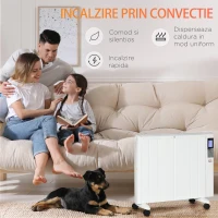 HOMCOM Incalzitor cu conventie, incalzire silentioasa, portabil sau montat pe perete cu detectarea deschiderii ferestrei, temporizator, telecomanda, oprire de siguranta(m-6)