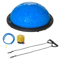 HOMCOM Balance Trainer Demi-Ballon d'équilibre avec Bandes élastiques de résistances et poignées Ø50 cm - antidérapant réversible pour Sport - Yoga(m-11)