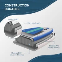 HOMCOM Stand up paddle gonflable surf planche de paddle pour adulte dim. 320L x 80l x 15H cm nombreux accessoires fournis PVC(m-7)