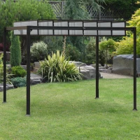 Outsunny Pergola Gazebo da Giardino 3x3m con Tetto Apribile in Alluminio e Policarbonato, Grigio(m-2)