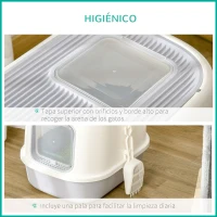 PawHut Caja de Arena para Gatos Arenero Cerrado para Gatos con Entrada Delantera Salida Superior Bandeja Extraíble y Pala 40x53,5x37,5 cm Crema y Gris(m-5)