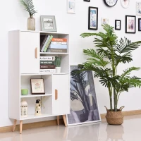 HOMCOM Estantería para Libros Librería de Madera 4 Estantes 2 Puertas Biblioteca Organizador para Hogar y Oficina 80x23.5x123cm(m-2)