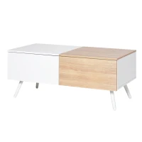 HOMCOM Tavolino da Salotto Stile Nordico con 2 Cassetti, Mobiletto Moderno Casa e Ufficio, Bianco e Rovere, 110x50x45cm(m-1)