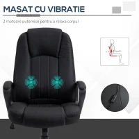 Fotoliu de Birou cu Masaj Vinsetto cu Interfata USB si Inaltime Reglabila, 60x74x106-116cm, Negru(m-4)