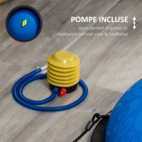 HOMCOM Balance Trainer Demi-Ballon d'équilibre avec Bandes élastiques de résistances et poignées Ø50 cm - antidérapant réversible pour Sport - Yoga(m-7)