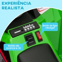 HOMCOM Quadriciclo Elétrico para Crianças com Reboque Bateria 6V de 18-36 Meses com Velocidade 2,5 km/h 106x41,5x48,5 cm Verde(m-5)