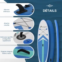 HOMCOM Stand up paddle gonflable surf planche de paddle pour adulte dim. 320L x 80l x 15H cm nombreux accessoires fournis PVC(m-5)