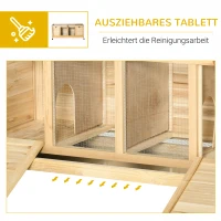 PawHut Kleintierstall inkl. Trennplatte 4 Rollen Tannenholz Metall Natur(m-7)