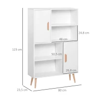 HOMCOM Estantería para Libros Librería de Madera 4 Estantes 2 Puertas Biblioteca Organizador para Hogar y Oficina 80x23.5x123cm(m-3)