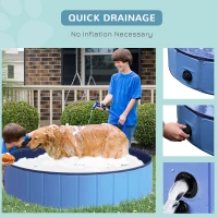 PawHut Foldable Dog Paddling Pool Pet Cat Swimming Pool Indoor/Outdoor Collapsible Summer Bathing Tub Shower Tub Puppy Washer (Φ140 x 30H (cm), Blue)(m-5)
