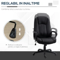 Fotoliu de Birou cu Masaj Vinsetto cu Interfata USB si Inaltime Reglabila, 60x74x106-116cm, Negru(m-6)
