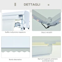 Outsunny Tenda da Sole a Bracci con Apertura Automatica, Telecomando e Luci a LED, Beige 250x200cm(m-6)